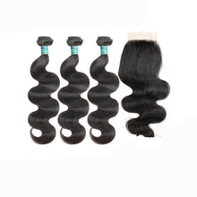 Load image into Gallery viewer, Malaysian Remy Body Wave 3 Bundles with Closure