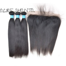 Load image into Gallery viewer, heavenly love hair Virgin human hair brazilian 3pcs straight hair weave bundles with frontal 12"-20"