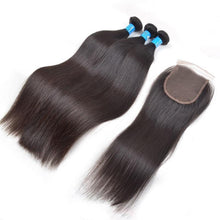 Load image into Gallery viewer, Heavenly Love Hair Virgin Remy human hair Straight 3pcs bundles with closure 10"-20"