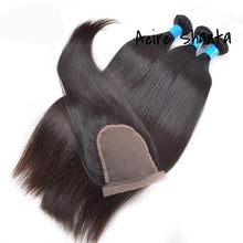 Load image into Gallery viewer, Heavenly Love Hair Virgin Remy human hair Straight 3pcs bundles with closure 10"-20"